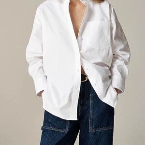 J. Crew Etienne Oversized White Button-Up in Cotton Poplin NEW White Large $98
